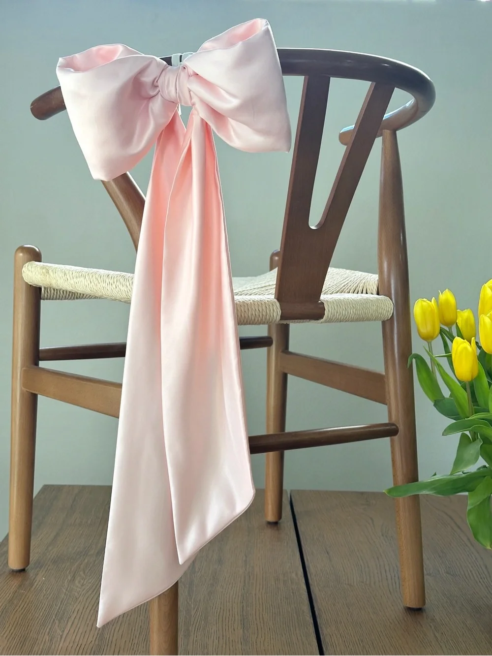 Soft Pink Satin Oversized Bow Sash  Birthday Decor Wedding Decor